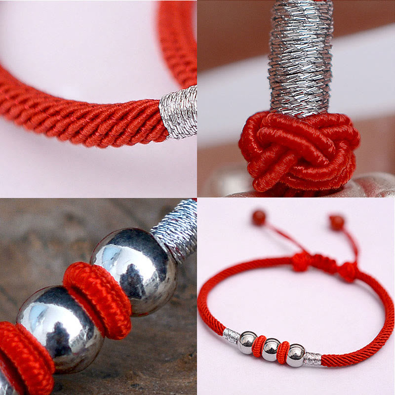 Stone of buddha 925 Sterling Silver Lucky Bead Protection Red String Bracelet
