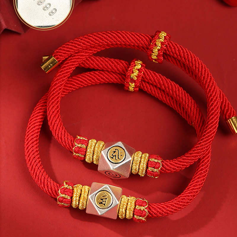 Stone of buddha 999 Sterling Silver Chinese Zodiac Natal Buddha Red Rope Luck Strength Handcrafted Kids Bracelet