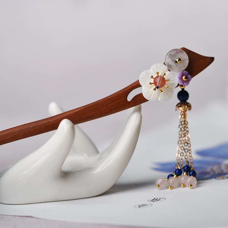 Stone of buddha Red Sandalwood Pink Crystal Charm Healing Hairpin Decorations
