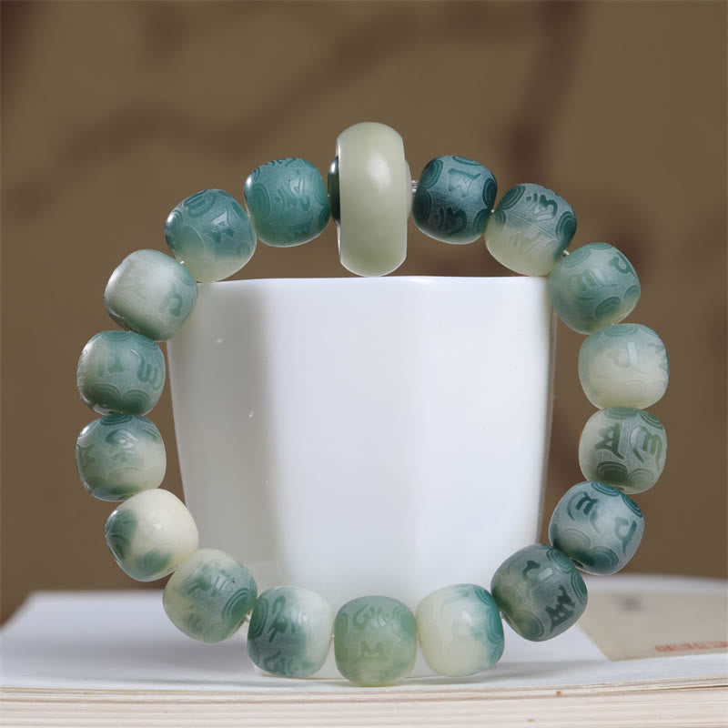 Stone of buddha Bodhi Seed Om Mani Padme Hum Engraved Keep Away Evil Spirits Bracelet