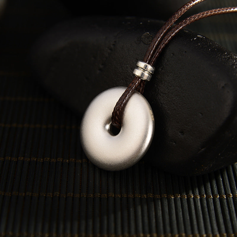 Stone of buddha 999 Sterling Silver Round Peace Buckle Protection Necklace Pendant