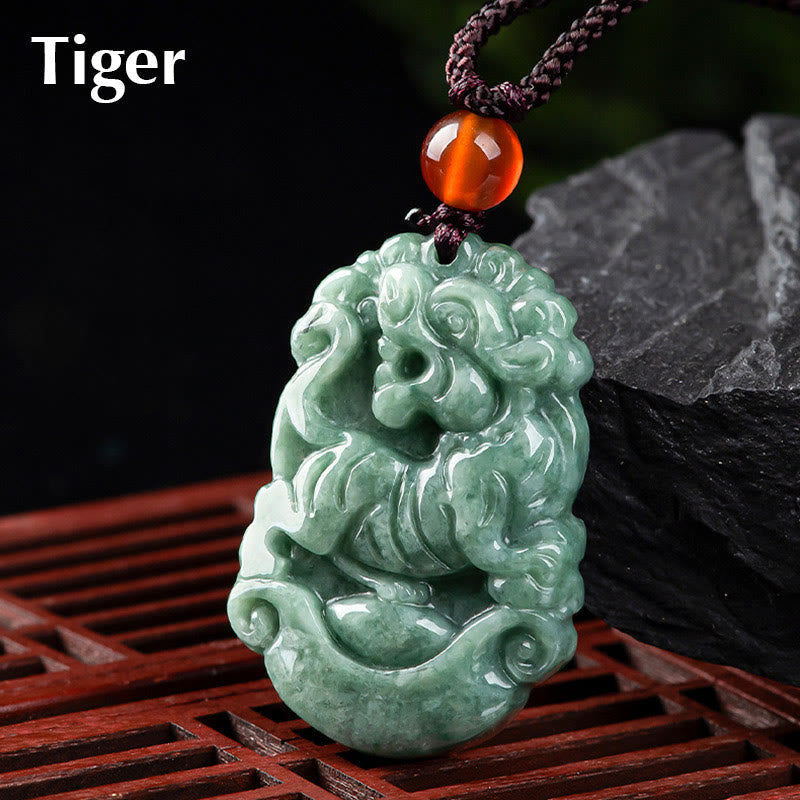 Stone of buddha Natural Jade 12 Chinese Zodiac Prosperity Necklace Pendant