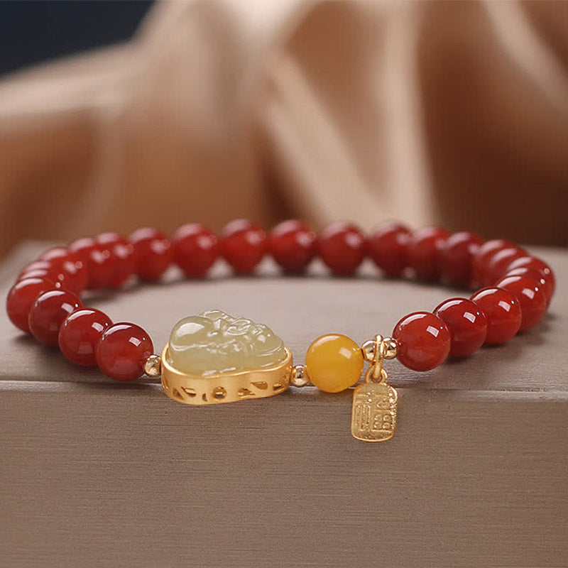 Stone of buddha Laughing Buddha Red Agate Jade Confidence Bracelet