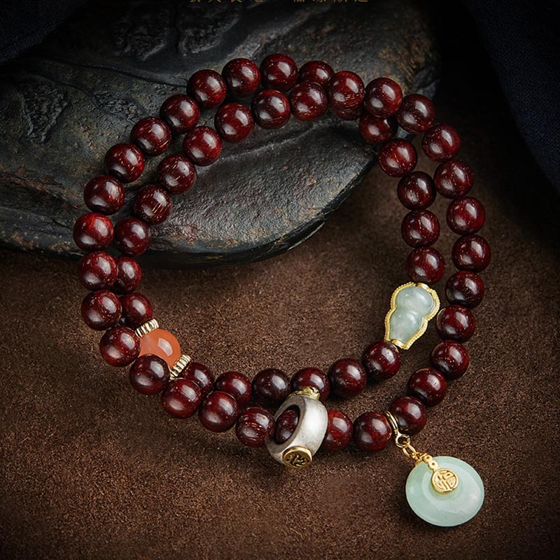 Stone of buddha Chinese Zodiac Natal Buddha Small Leaf Red Sandalwood Jade Red Agate PiXiu Sooth Bracelet