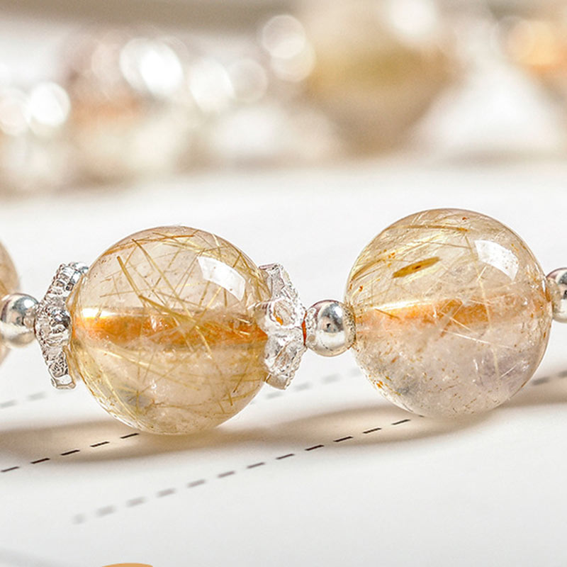 Stone of buddha 925 Sterling Silver Natural Citrine Happiness Moon Star Charm Bracelet