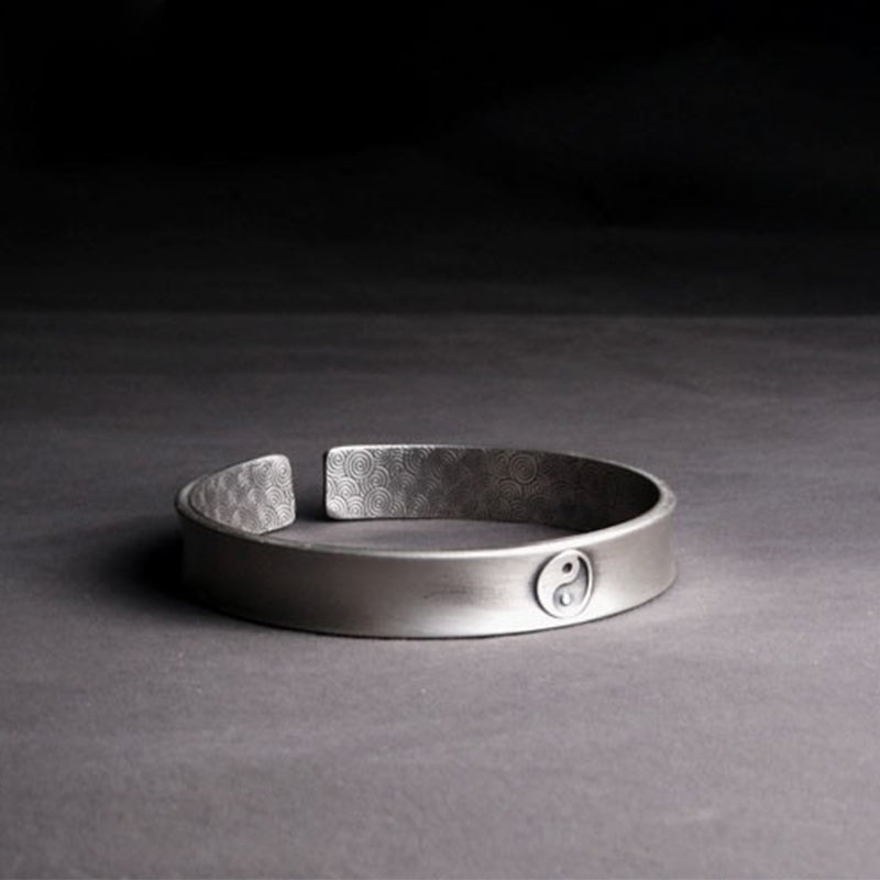 Stone of buddha 999 Sterling Silver Yin Yang Auspicious Clouds Balance Harmony Bracelet