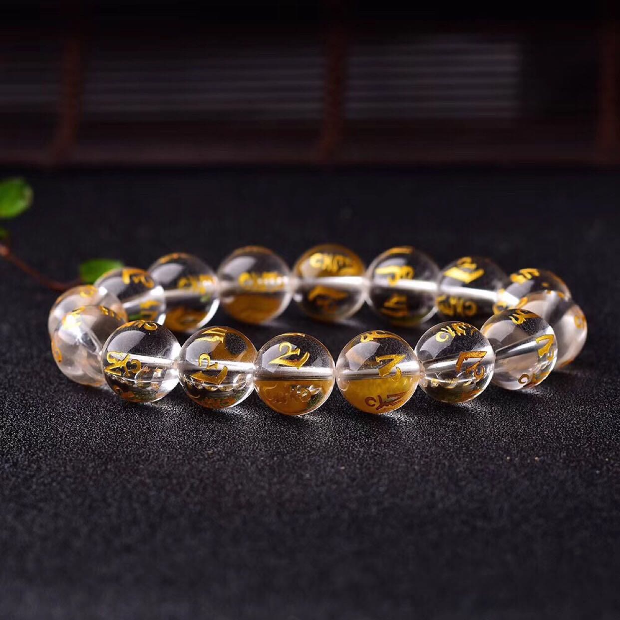 Stone of buddha Tibet White Crystal Black Onyx Om Mani Padme Hum Meditation Bracelet