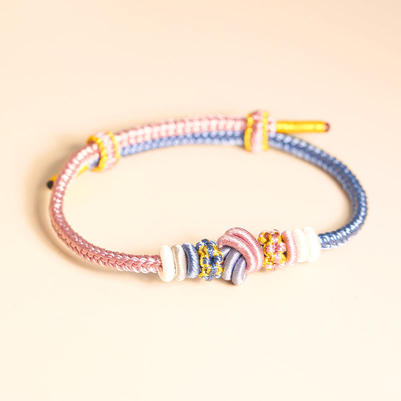 Stone of buddha Two-Color Rope Handcrafted Eight Thread Peace Knot Luck Connection Bracelet