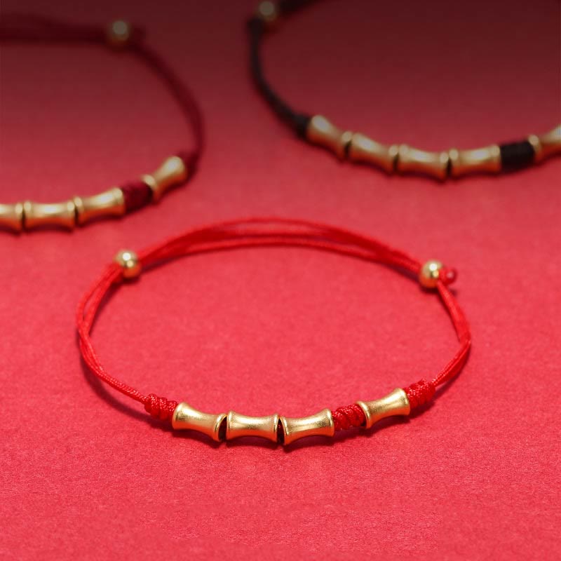 Stone of buddha 925 Sterling Silver Bamboo Design Protection Luck Braided Bracelet