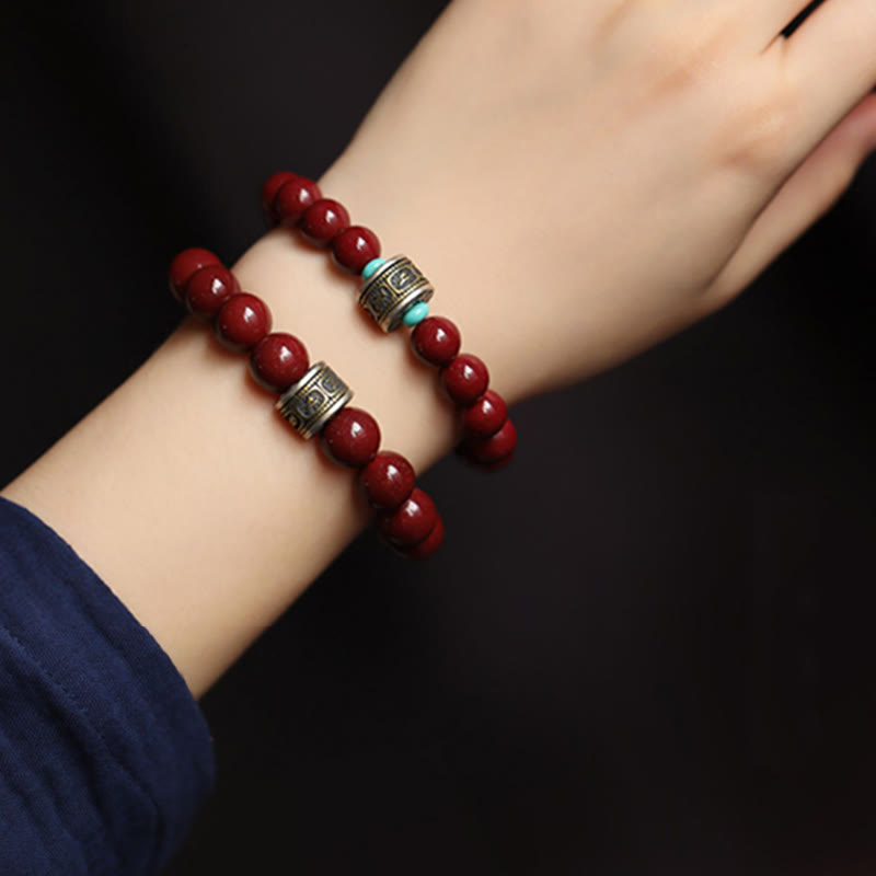 Stone of buddha 925 Sterling Silver Chinese Zodiac Natal Buddha Cinnabar Om Mani Padme Hum Calm Bracelet