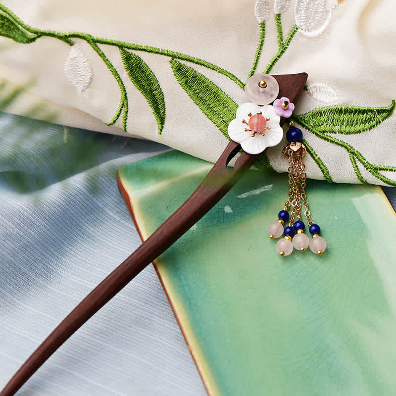 Stone of buddha Red Sandalwood Pink Crystal Charm Healing Hairpin Decorations
