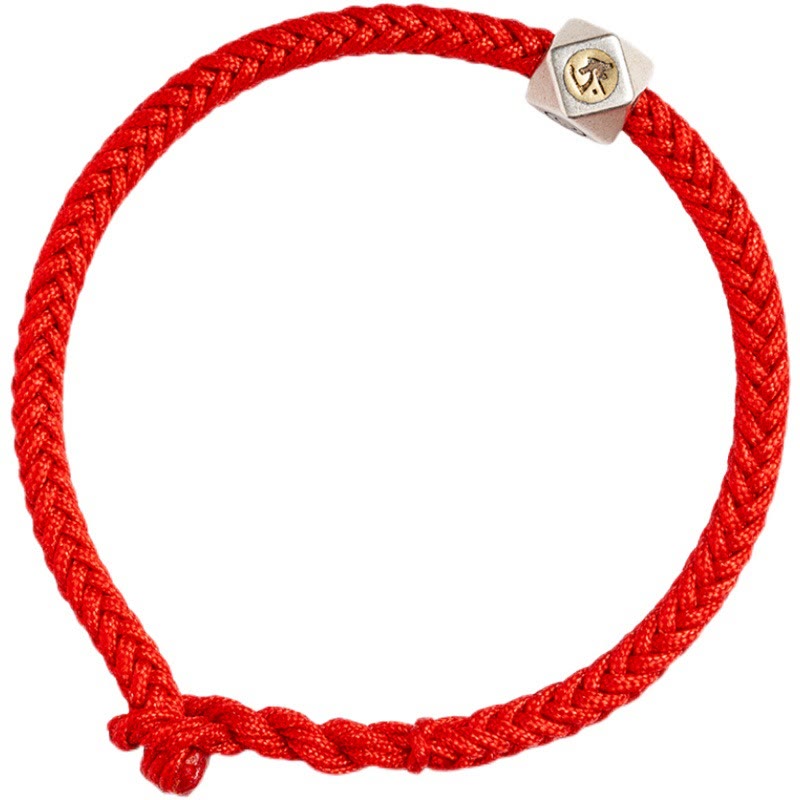 Stone of buddha 925 Sterling Silver Handmade Chinese Zodiac Natal Buddha Luck Protection Braided String Bracelet