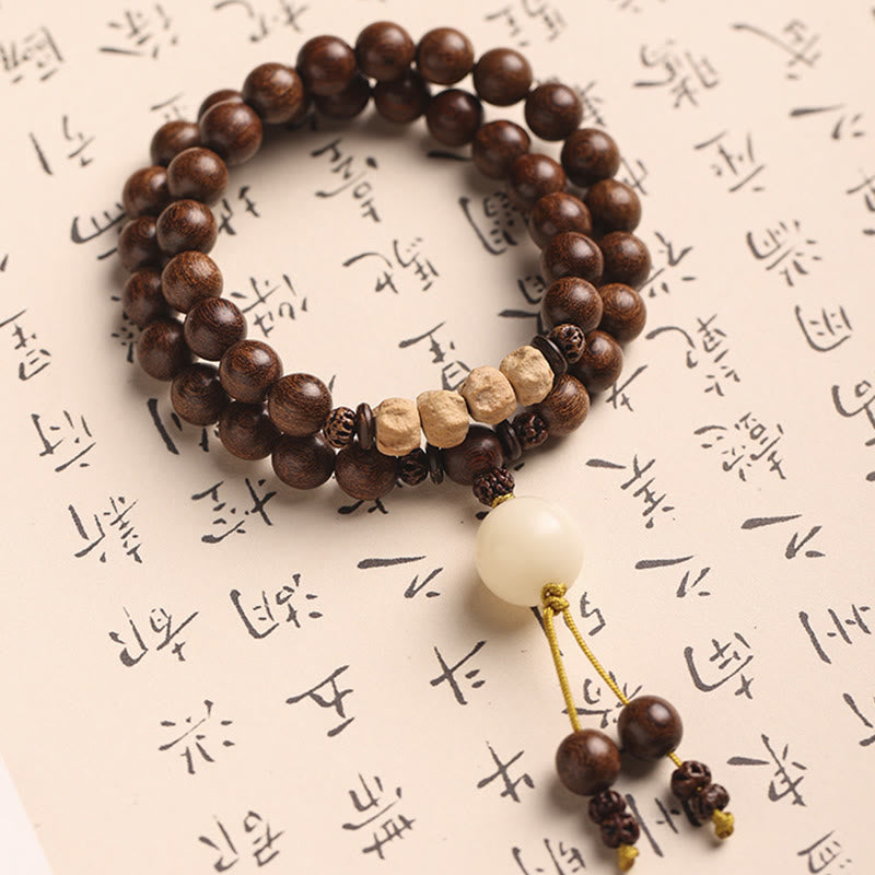 Stone of buddha Sandalwood Small Leaf Red Sandalwood Bodhi Seed Purification Double Wrap Bracelet