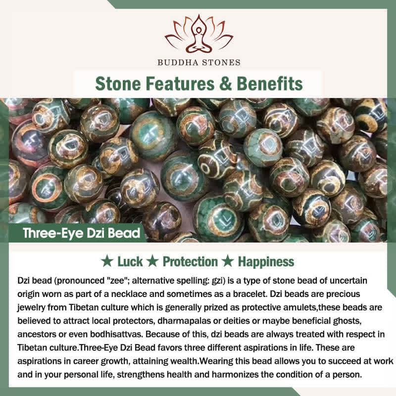 Stone of buddha Tibetan 108 Mala Beads Black Onyx Three-eyed Dzi Beads Protection Bracelet