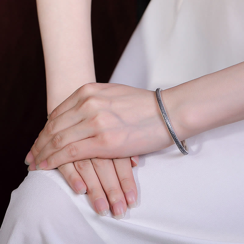 Stone of buddha Vintage 999 Sterling Silver Auspicious Clouds Design Luck Bracelet Bangle