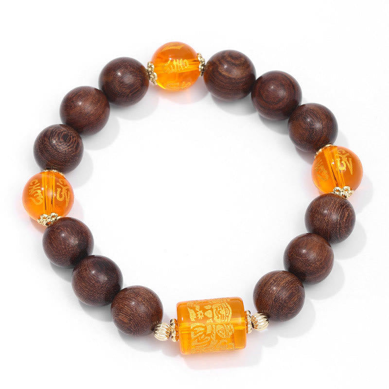 Stone of buddha Natural Phoebe Zhennan Wood Om Mani Padme Hum God Of Wealth Crystal Protection Bracelet