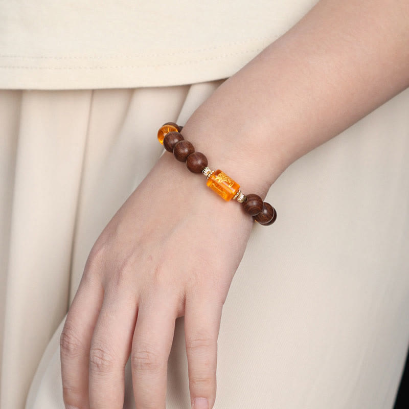 Stone of buddha Natural Phoebe Zhennan Wood Om Mani Padme Hum God Of Wealth Crystal Protection Bracelet