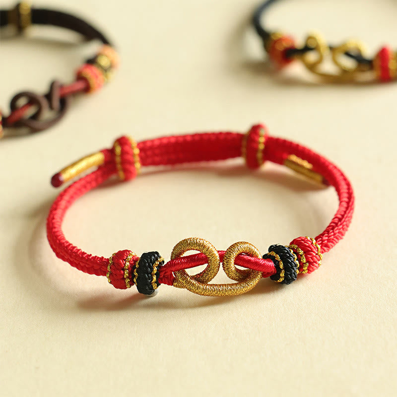 Stone of buddha Handmade Ingot Pattern Braided String Protection Bracelet