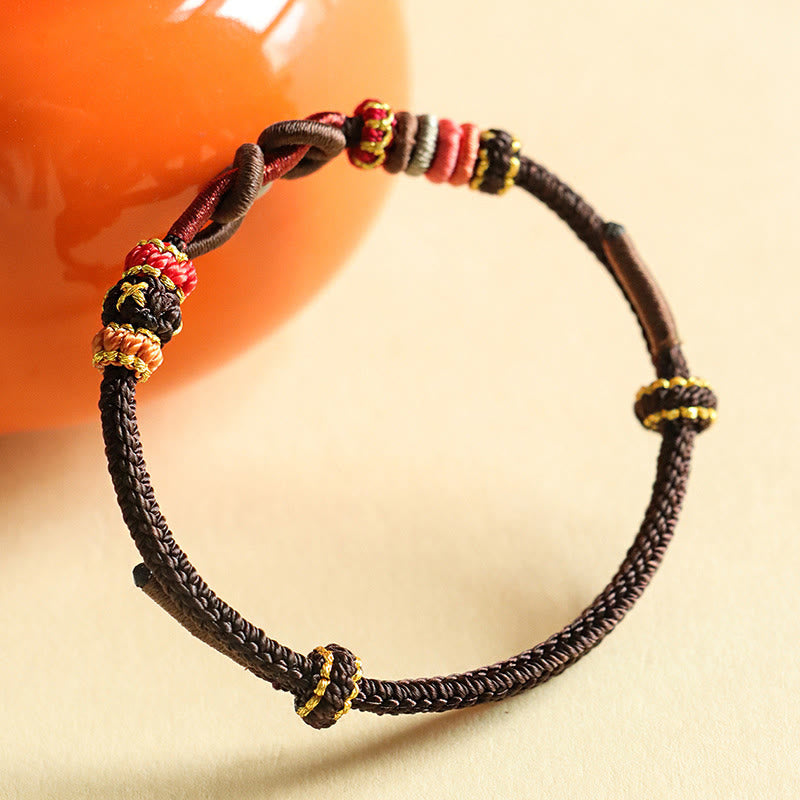 Stone of buddha Handmade Ingot Pattern Braided String Protection Bracelet