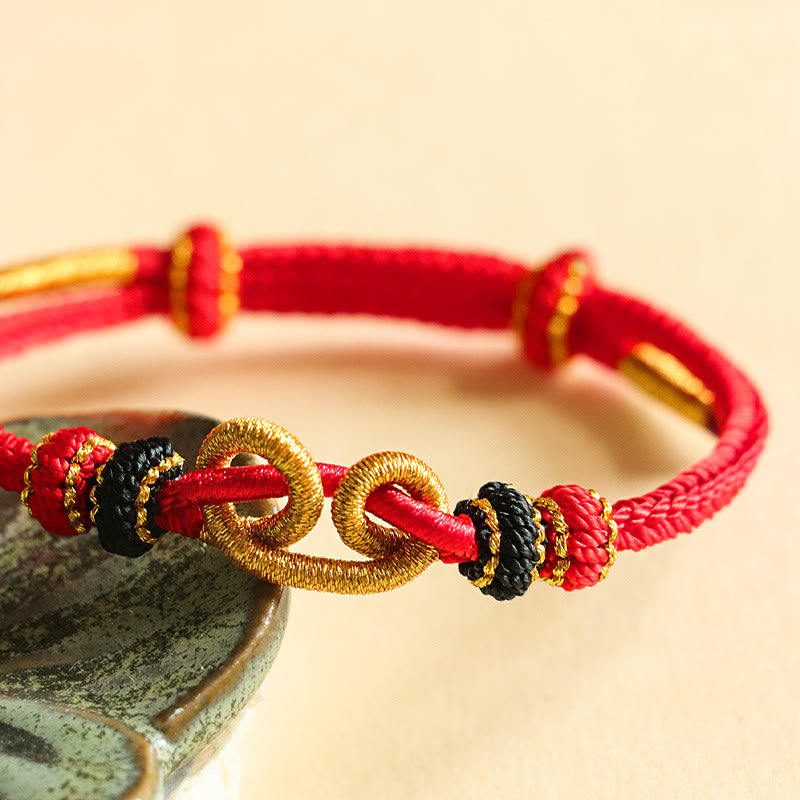 Stone of buddha Handmade Ingot Pattern Braided String Protection Bracelet