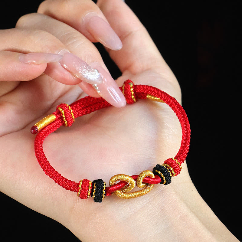 Stone of buddha Handmade Ingot Pattern Braided String Protection Bracelet