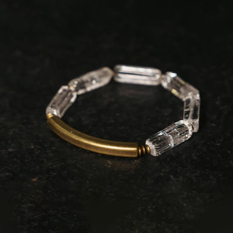 Stone of buddha Square White Crystal Copper Luck Healing Bracelet