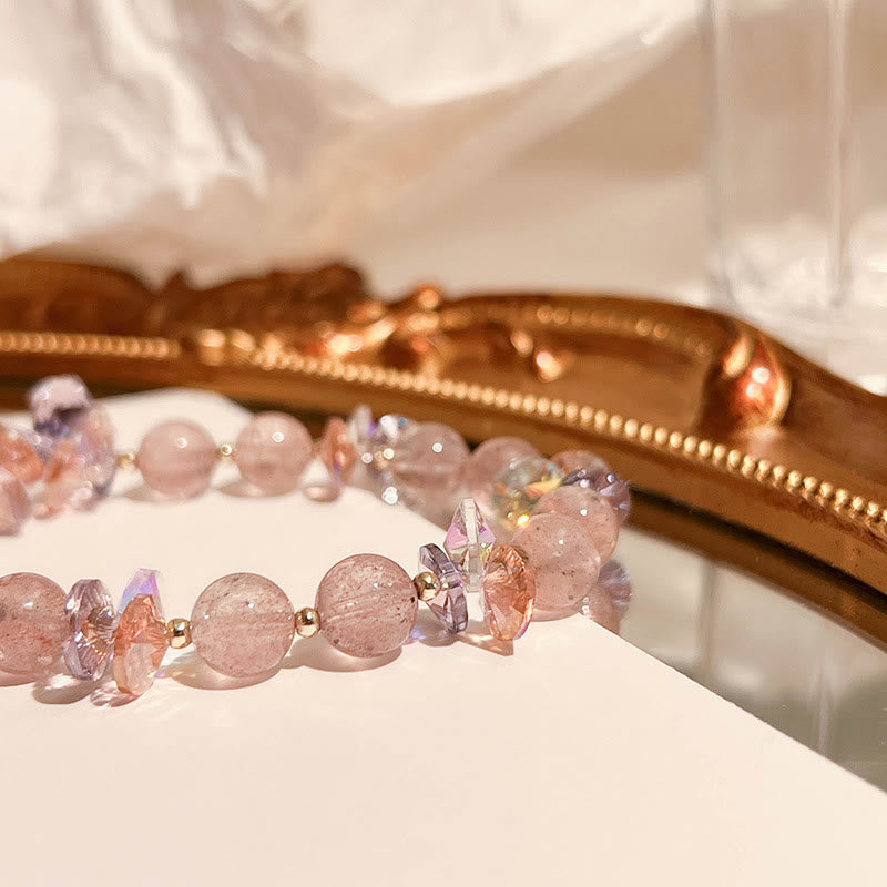 Stone of buddha Strawberry Quartz Crystal Gourd Positive Bracelet