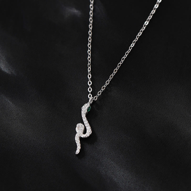 Stone of buddha 925 Sterling Silver Year Of The Snake Green-eyed Snake Blessing Necklace Pendant