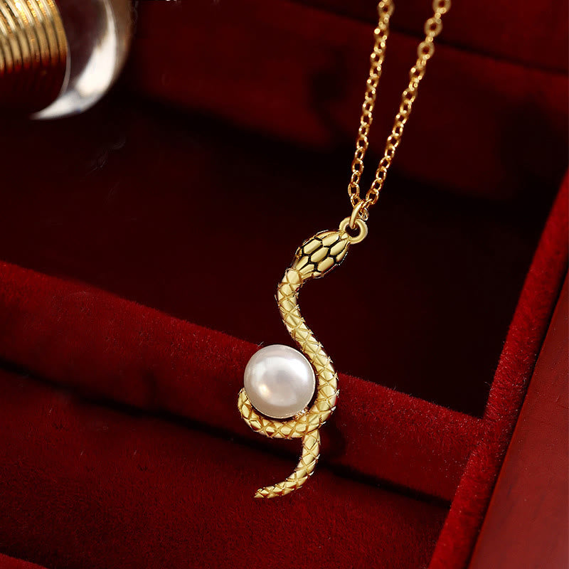 Stone of buddha 925 Sterling Silver Snake Around Pearl Year Of The Snake Blessing Necklace Pendant