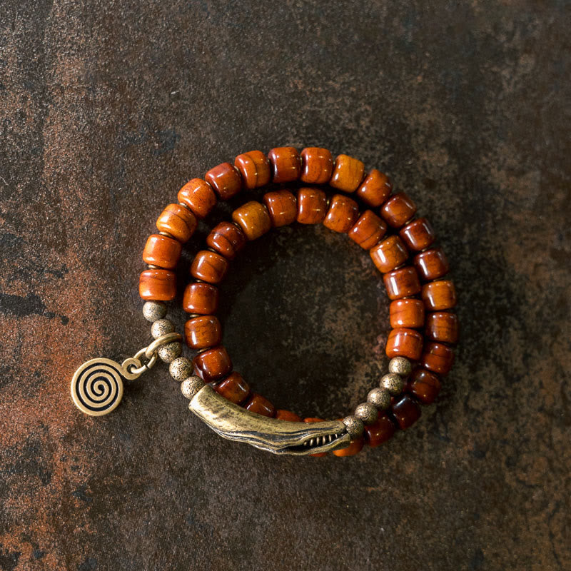 Stone of buddha Yak Bone Copper Double Wrap Balance Bracelet
