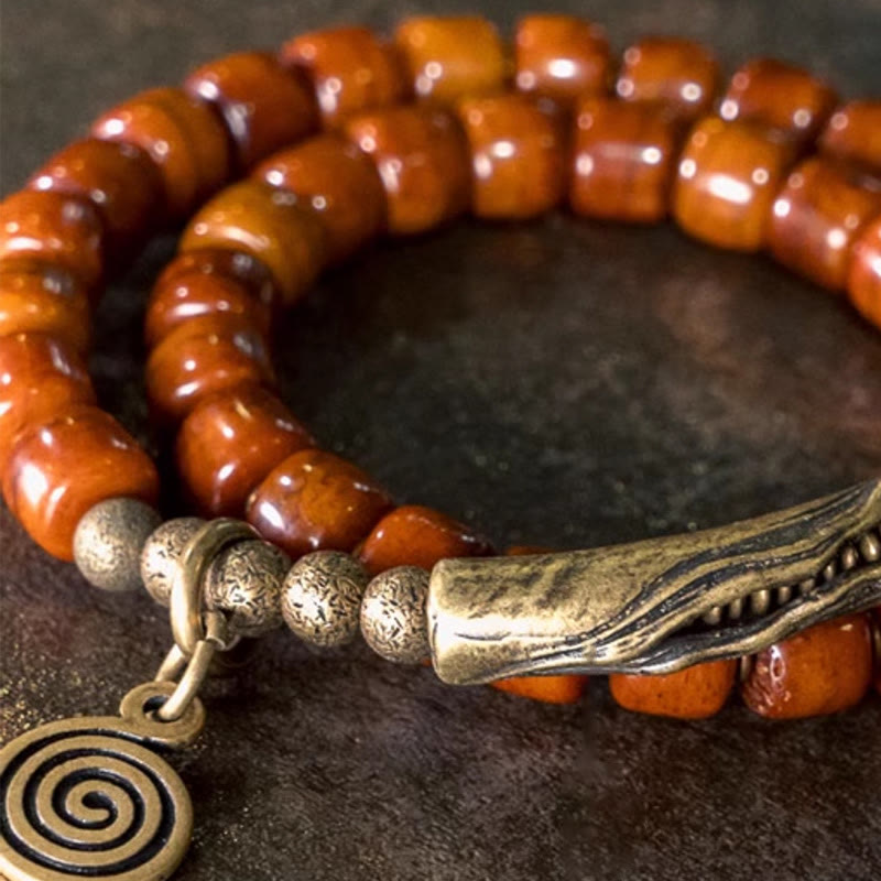 Stone of buddha Yak Bone Copper Double Wrap Balance Bracelet
