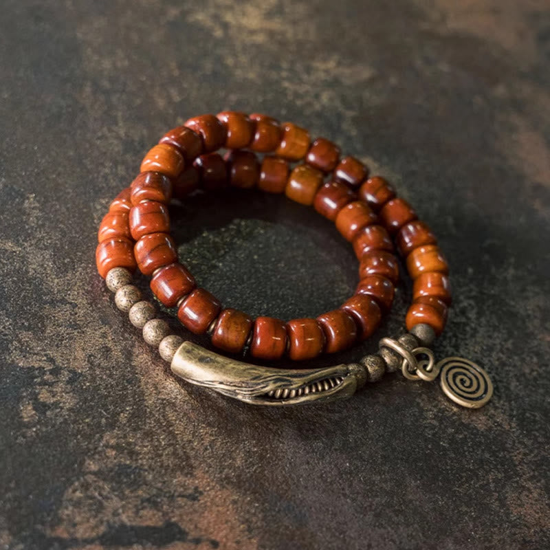 Stone of buddha Yak Bone Copper Double Wrap Balance Bracelet