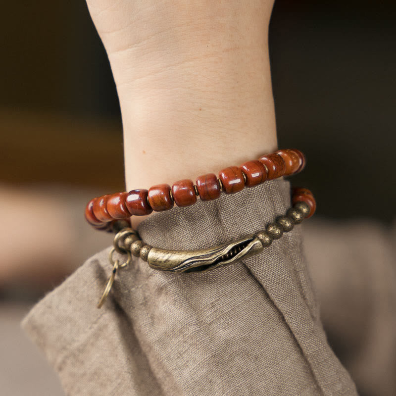Stone of buddha Yak Bone Copper Double Wrap Balance Bracelet