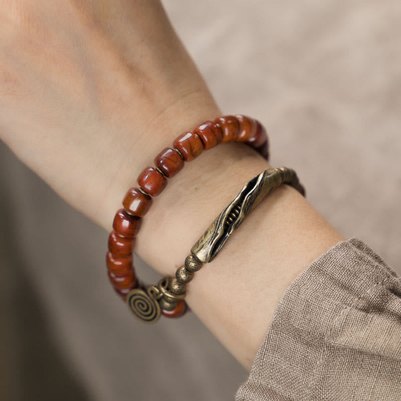 Stone of buddha Yak Bone Copper Double Wrap Balance Bracelet