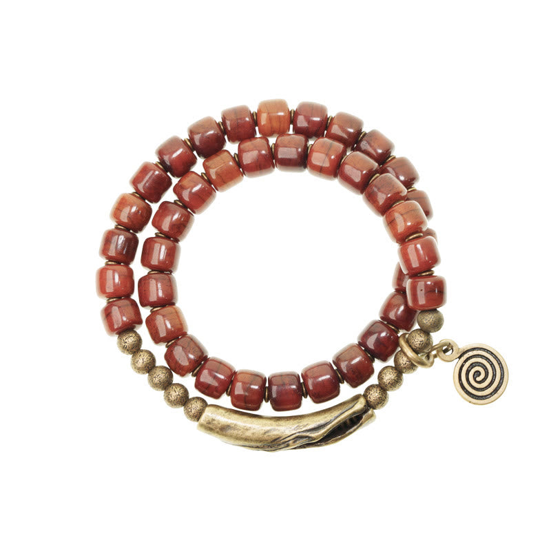 Stone of buddha Yak Bone Copper Double Wrap Balance Bracelet