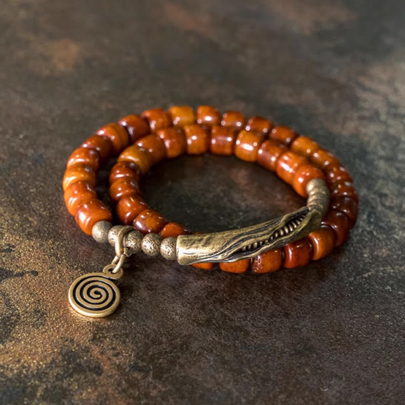 Stone of buddha Yak Bone Copper Double Wrap Balance Bracelet