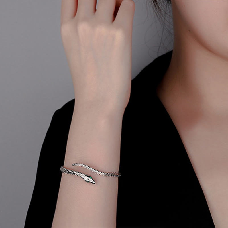 Stone of buddha 999 Sterling Silver Snake Shape Year Of The Snake Blessing Bracelet