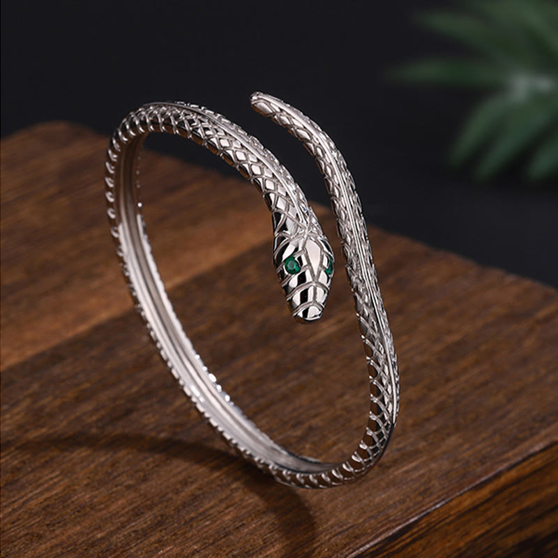 Stone of buddha 999 Sterling Silver Snake Shape Year Of The Snake Blessing Bracelet