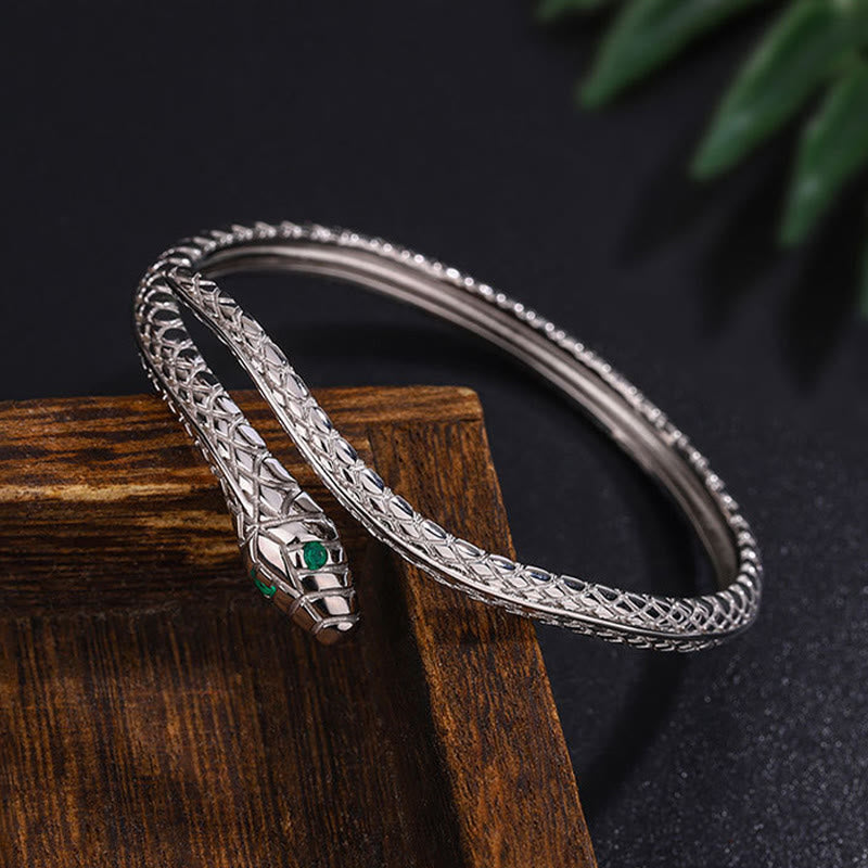 Stone of buddha 999 Sterling Silver Snake Shape Year Of The Snake Blessing Bracelet