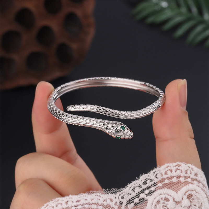 Stone of buddha 999 Sterling Silver Snake Shape Year Of The Snake Blessing Bracelet