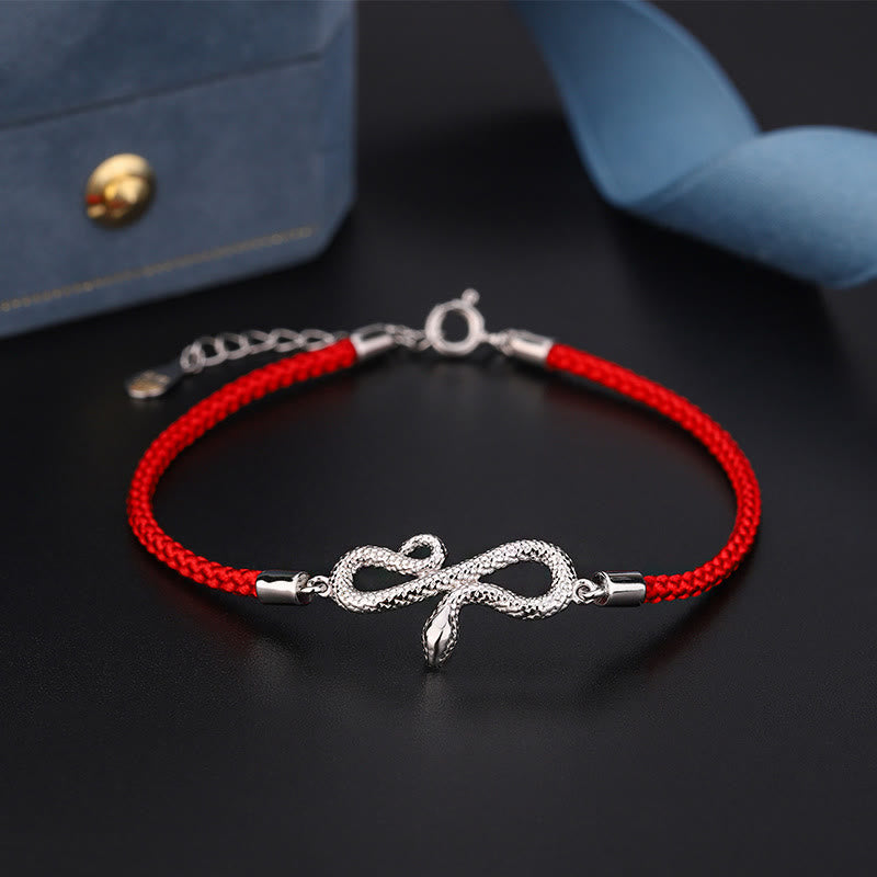 Stone of buddha 999 Sterling Silver Year Of Snake Red String Protection Braided Bracelet