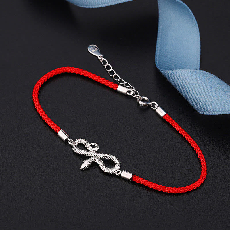 Stone of buddha 999 Sterling Silver Year Of Snake Red String Protection Braided Bracelet