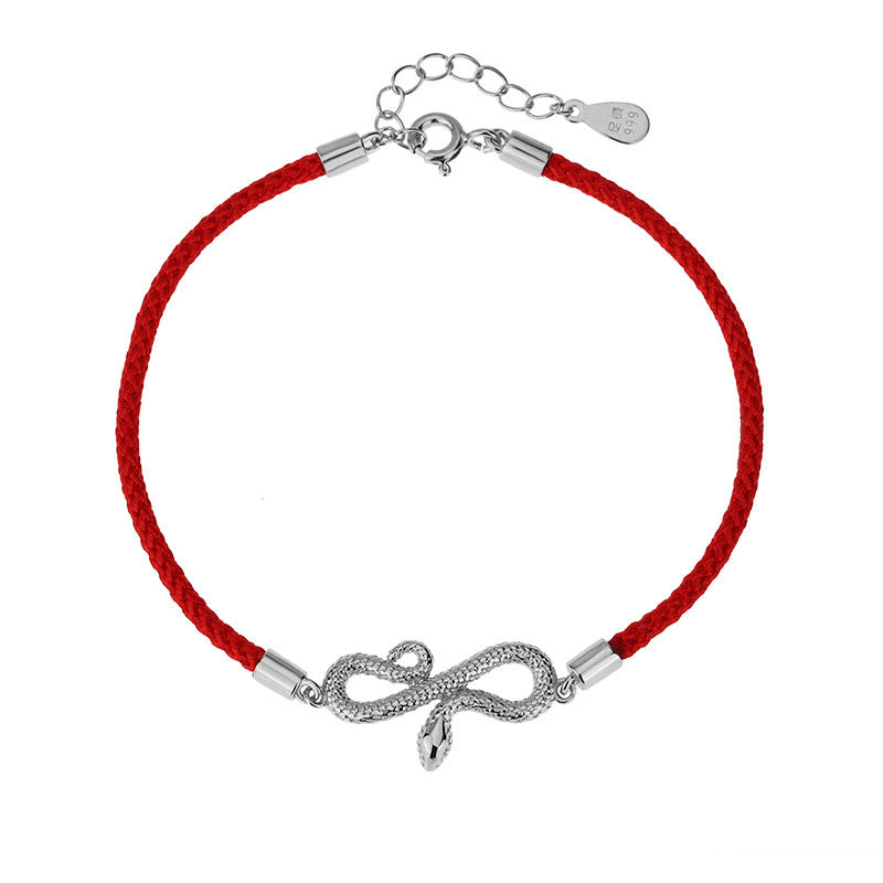 Stone of buddha 999 Sterling Silver Year Of Snake Red String Protection Braided Bracelet
