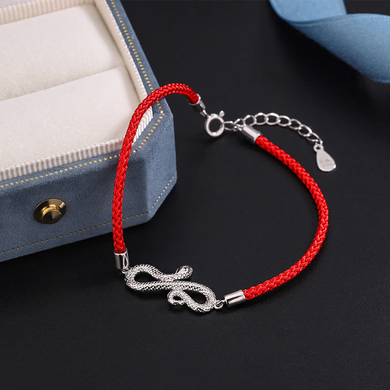 Stone of buddha 999 Sterling Silver Year Of Snake Red String Protection Braided Bracelet