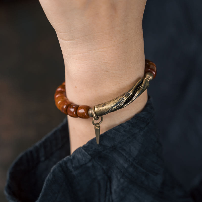 Stone of buddha Yak Bone Copper Cone Pendant Strength Bracelet