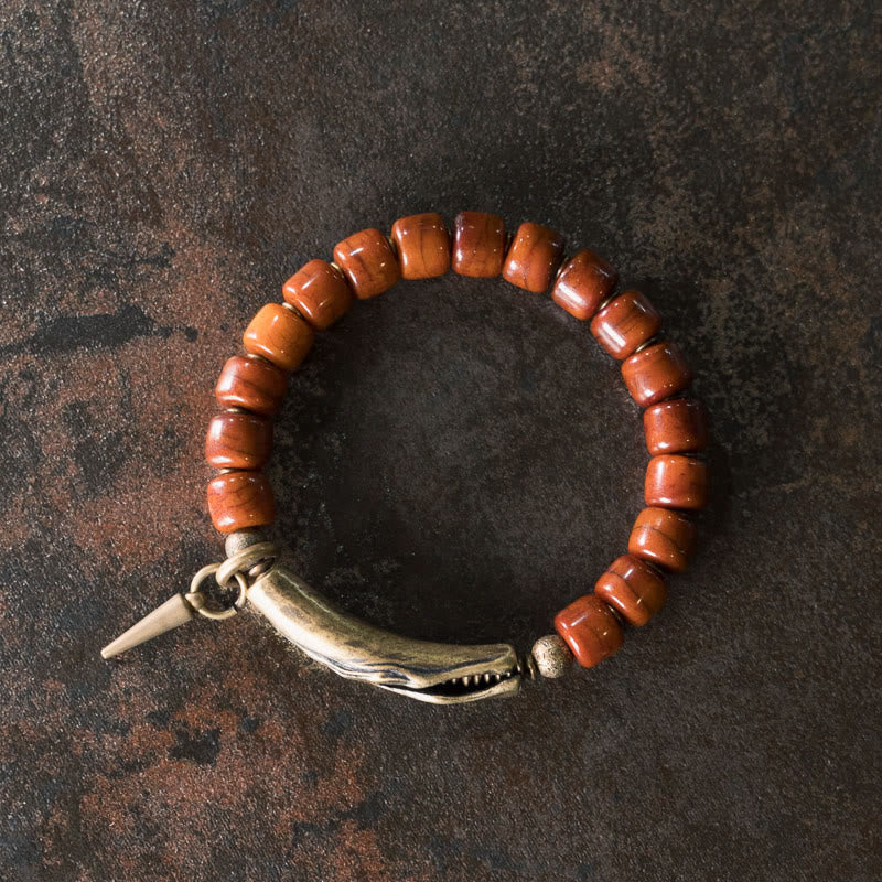 Stone of buddha Yak Bone Copper Cone Pendant Strength Bracelet