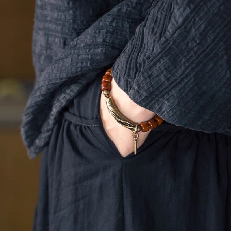 Stone of buddha Yak Bone Copper Cone Pendant Strength Bracelet