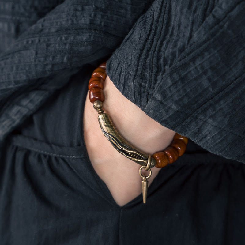 Stone of buddha Yak Bone Copper Cone Pendant Strength Bracelet