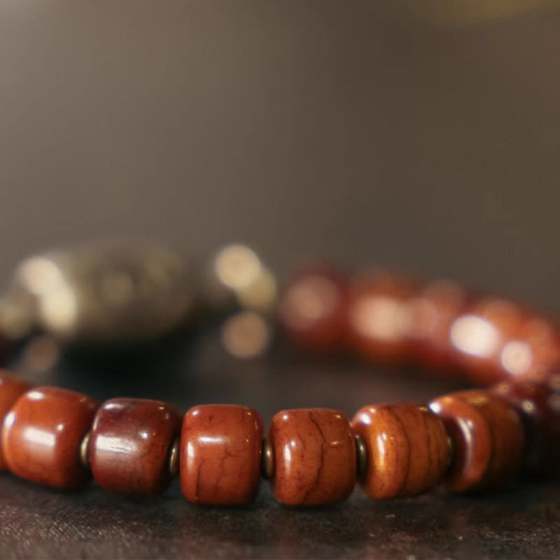Stone of buddha Yak Bone Dzi Shape Copper Cone Pendant Strength Bracelet