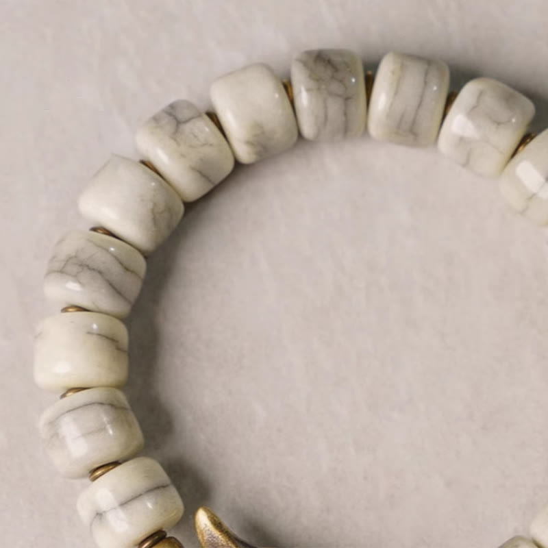 Stone of buddha White Yak Bone Copper Yak Head Cone Pendant Balance Bracelet
